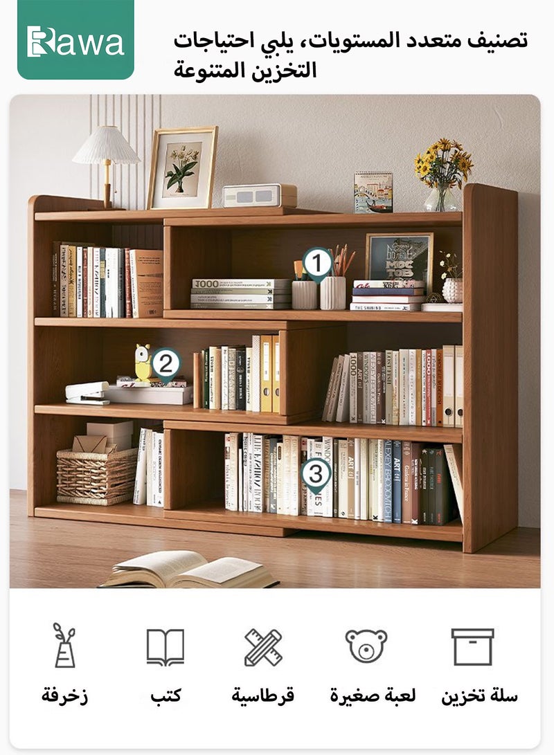 روعة خزانة كتب خشبية قائمة بذاتها ذات سعة كبيرة على شكل مكعب بثلاثة مستويات، رف تخزين مكتبي متعدد المستويات قابل للتعديل من 40 إلى 70 سم، خزانة منخفضة متعددة المستويات، رف تخزين عرض متعدد الوظائف للاستخدام المنزلي والمكتبي، منظم مكتب مكتبي ودراسي، رف عرض كتب زخرفي. - Image 4